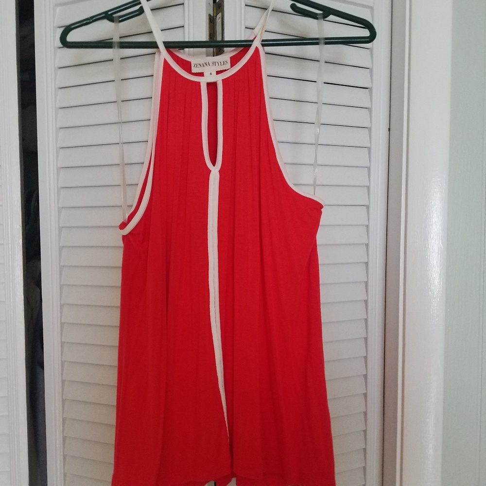 Red spaghetti strap tank